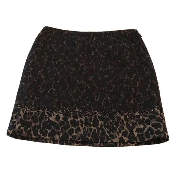 Elie Tahari women wool lining Animal Print formal Skirt sz 8 flat front - Picture 9 of 12